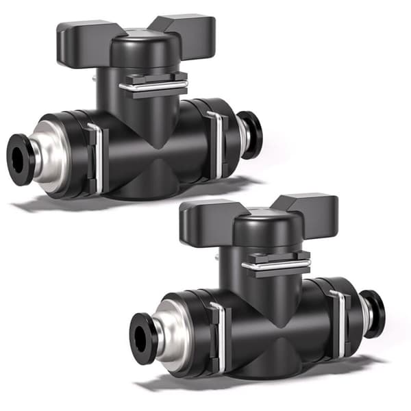 10 svarta 8 mm pneumatiska kulventiler för direkt luftflödeskontroll. Pneumatisk koppling