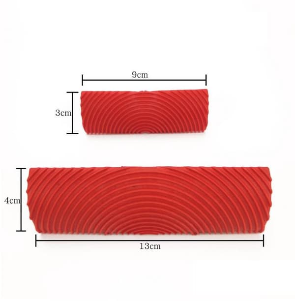 Wood Grain Painting Tool Set, Rubber Rollers with Wood Grain Effect for DIY Wall and Floor Decoration, 2 Pieces Red