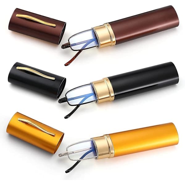 Slim Pocket Readers 3-Pack - Blue Light Blocking, Compact Glasses with Metal Frame and Pen Clip