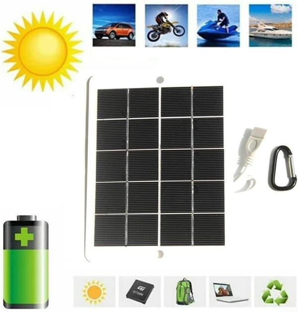 USB-oplader Udendørs Camping Have og DIY-projekter 6W 5V Monokrystallinsk Solpanel til Lys