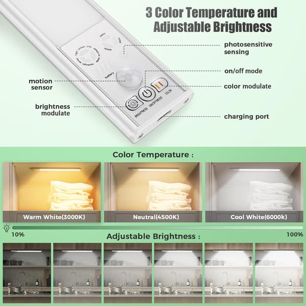 wxsp Cabinet Lighting LED Lamp with Motion Sensor Under Cabinet Light Kitchen Lighting Light Strip Wireless Strip 2