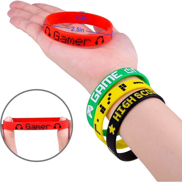 18 st Video Game Armband Gummi Armband Spel Party Armband Tillbehör För Födelsedagsfest Baby Shower Partypresenter, 6 Stilar 3 Stycken Per Stil