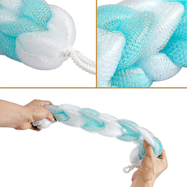 Mesh Loofah Ryggskrubb, lång Stretch Ryggsvamp, 4-pack (2 Blå + 2 Orange)