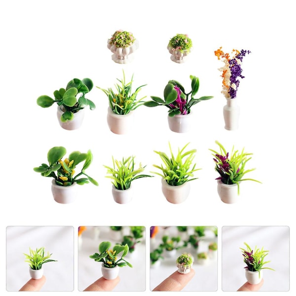 10 kpl Miniatyyriruukku Kasveja Mini Talo Sisustus Mini Kasvit Nuken Talo Sisustus Sekalaiset Värit 2X2CM Assorted Color 2X2CM