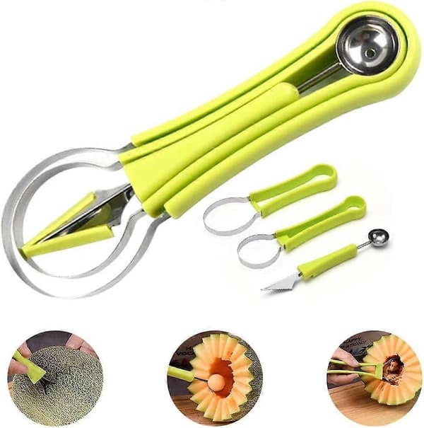 Fruit Carving Spoon Peeling Tool Kit, Watermelon Ball Spoon, Portable Gadget for Camping, Kitchen Home
