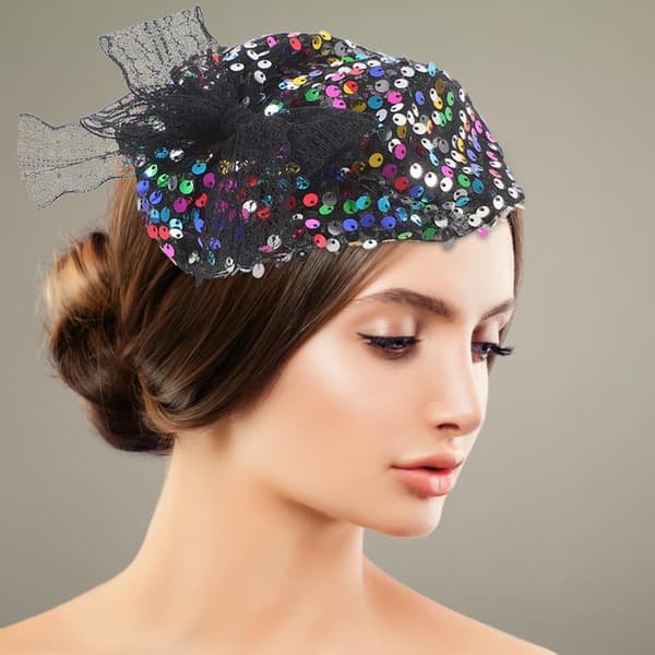 Fascinator-pannband med paljetter för kvinnor för tebjudning och bröllop