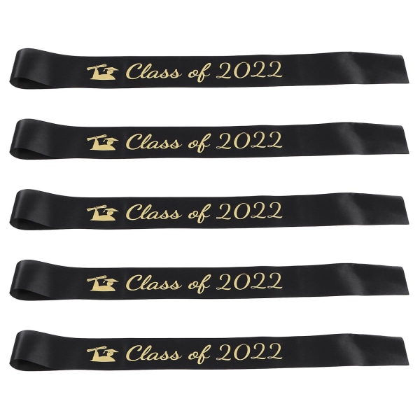 5 Pcs Blue Ornament 2021 Ribbon Senior 2022 Gift Graduation Sash Class 2022 SuppliesBlack160x9.5cm