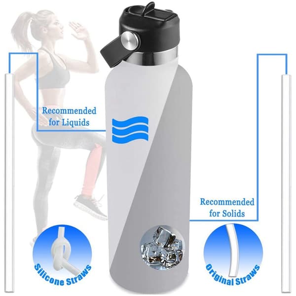 2X Flexible Handle Straw Lid for Hydro Flask 18 21 24 Oz, A Simple and Modern Replacement Lid for Most Bottles