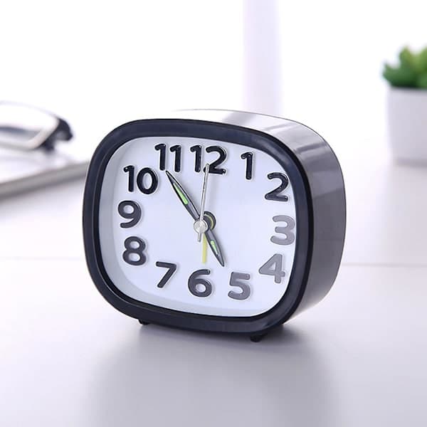 Mini Silent Alarm Clock for Home Bedside Decoration Square Black Desk Clock