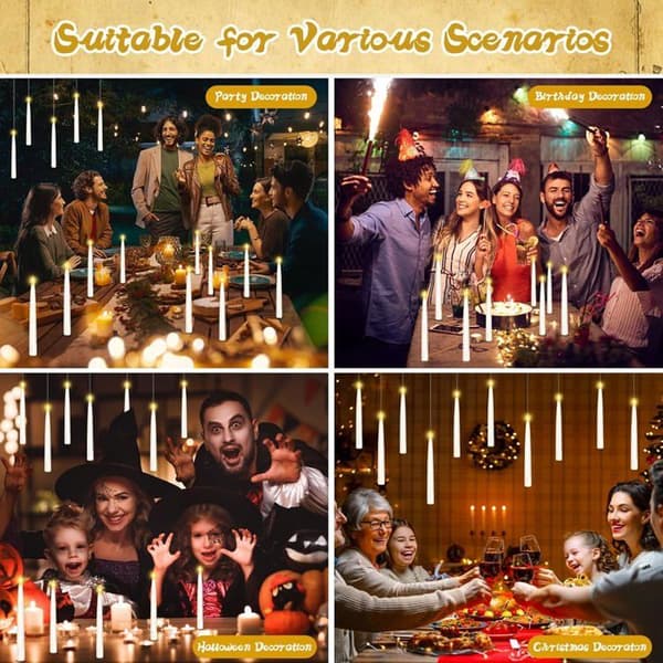 Floating Candles, 12 Magical Hanging Candles with Remote Control Wand, Floating LED Candles for Halloween Decorations