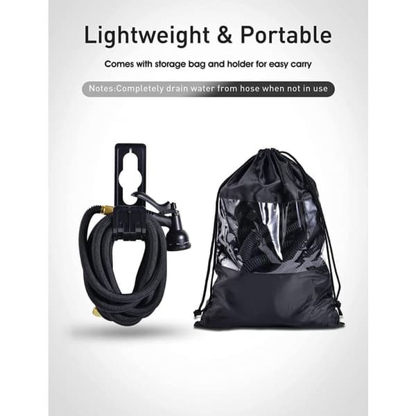 Expandable Garden Hose 30m Reinforced Adaptable 1/2\" and 3/4\" 10 Modes Black