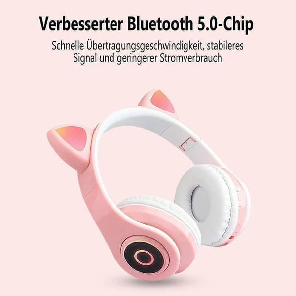 (Svart) Hodetelefoner med LED-lys on-ear hodetelefoner