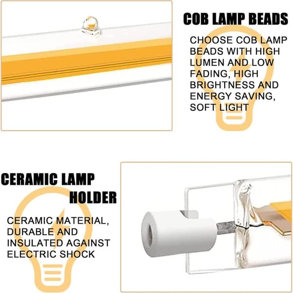 R7S 78mm LED Bulb, 10W Equivalent to 100W R7S Halogen Lamp J78, Warm White 3000K, 360° Beam Angle, 2-pack