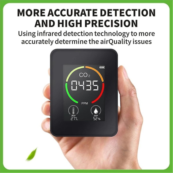 CO2-måler Bærbar Indendørs CO2-detektor Multifunktionel Thermo-hygrometer Detektor Luftkvalitetsmonitor