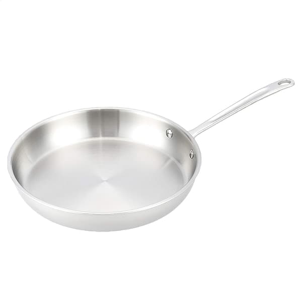 Amazon Basics 3-lags stekepanne i rustfritt stål, 30 cm, sølv (Ho)