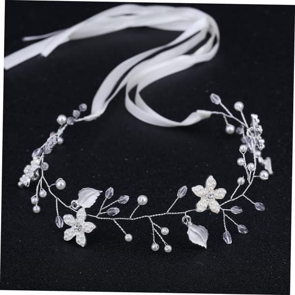 Strass Brudehodebånd Perleblomstret Hodeplagg for Bryllupsfest Fotografering