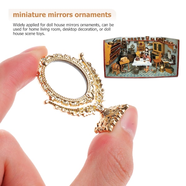 1 Sæt Mini Hus Spejle Dukkehuss Miniature Legetøj Børn Foregiver Kam Spejle Dekoration Guld 4X2.5X1 Golden 4X2.5X1.5