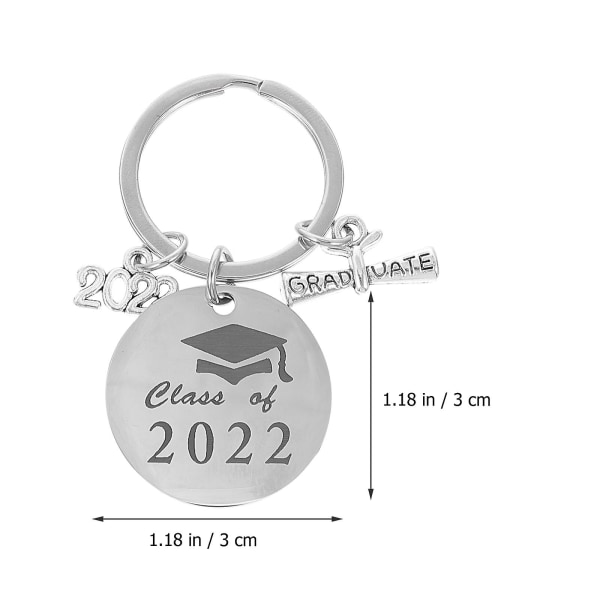 2 stk. Graduation Nøglering Rustfrit Stål Graduation Nøglering Hængende Ornament Model 0023X3X0. Model 002 3X3X0.1CM