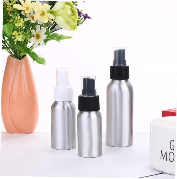 3 stk. genopfyldelige aluminiumssprayflasker sæt 30 ml 50 ml 100 ml med sorte og hvide dyser