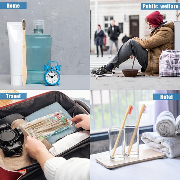 120 st 6,9 tums bambu resetandborstar för resor, färger