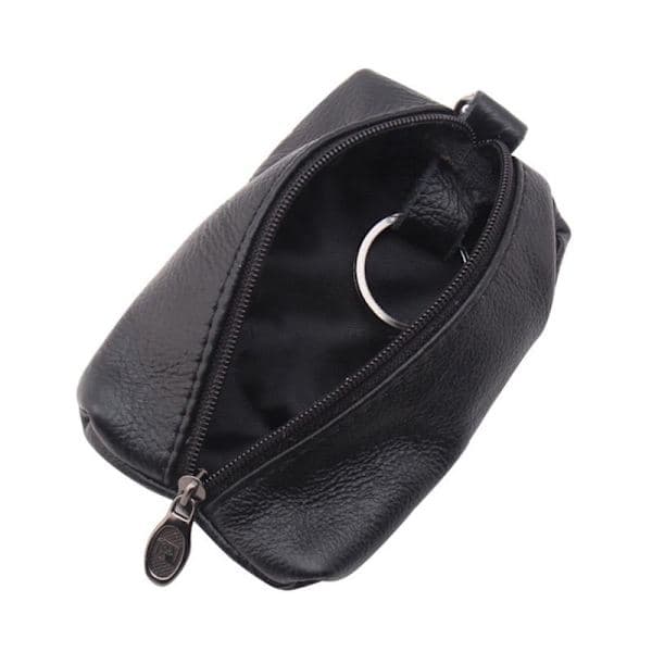 Unisex Leather Key Case Wallet Bag Zipper Key Ring Holder
