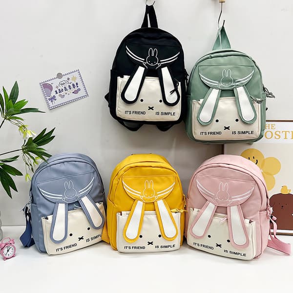 Cute Cartoon Rabbit Shoulder Bag Breathable Backpack - Blue