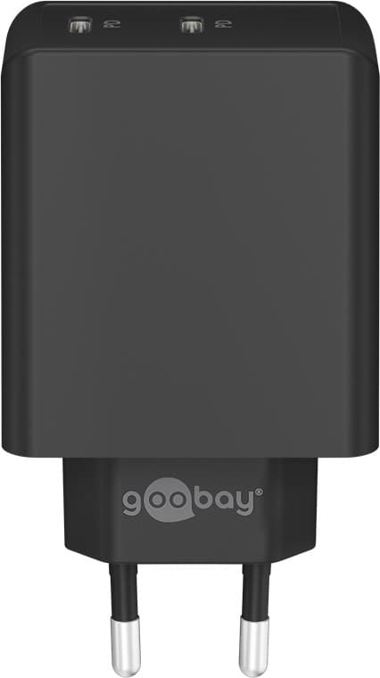 USB-C™ PD dobbel hurtiglader (36 W) svart Svart