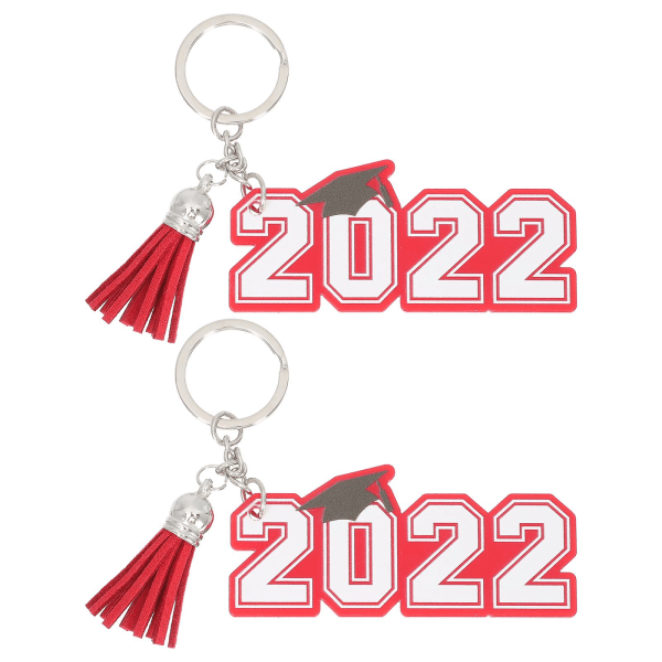 2 st Graduation Akryl Nyckelring Graduation Key Ring Unik väska hängande dekor Röd7,5x3cm Red 7.5x3cm