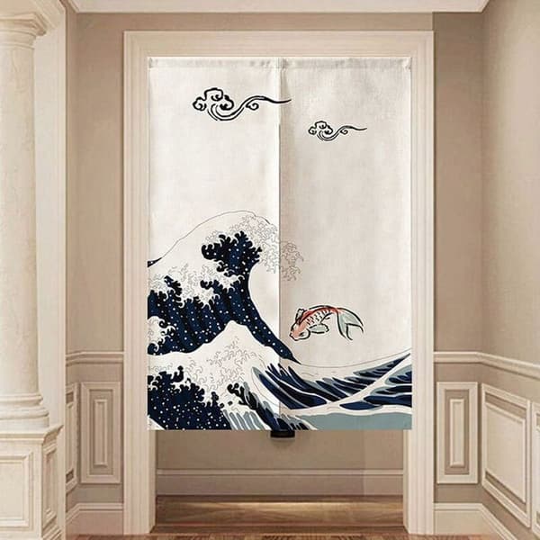 Lang japansk gardin, dørgardin i japansk stil, dørteppe