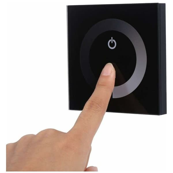Dimmerlys, Fydun Dimbar LED Ensfarget Touch Panel Dimmer Veggbryter Kontroller Touch Panel LED Lyslist DC 12V-24V Stille med (Svart)