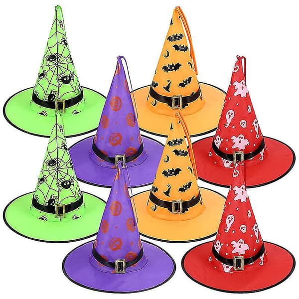 8 stk Halloween Opplyste Heksehatter For Halloween-dekorasjoner