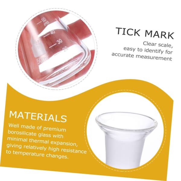 50 ml Erlenmeyer-kolbe i glass med silketrykte graderinger og minimal termisk ekspansjon