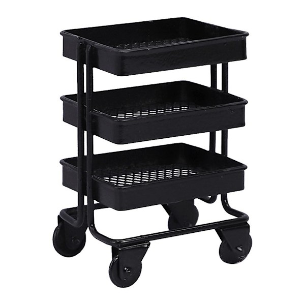 Simulert Mini Handlevogn Oppbevaringsvogn Pynt For Minihus Bevegelig Vogn Oppbevaringsstativ Modell Svart 7.5 Black 7.5X5.2X4CM