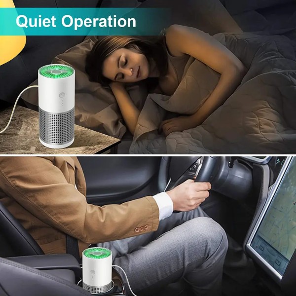 Mini bærbar luftrenser - Trådløst filter renser luft og fjerner støv, lukt og allergener nær deg - biler, skole og