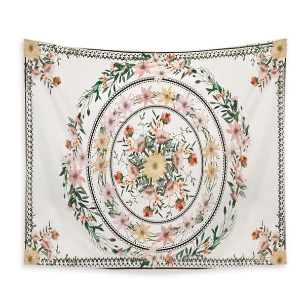 1 st Blommig Mandala Gobeläng för Sovrum, Estetisk, Bohemisk, Väggdekoration