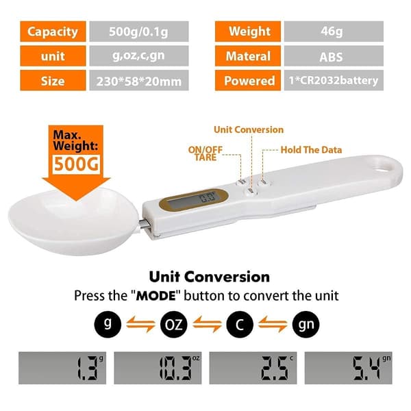 Electronic Digital Measuring Spoons - Precision Weighing with LCD Display for Baking, Cooking, and More