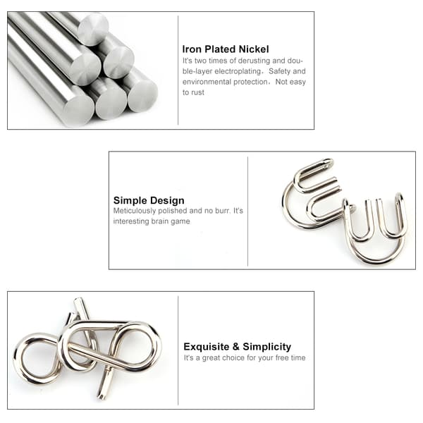 Metal Wire Puzzle Set 20pcs IQ Brain Teaser Puzzles Educational Toy