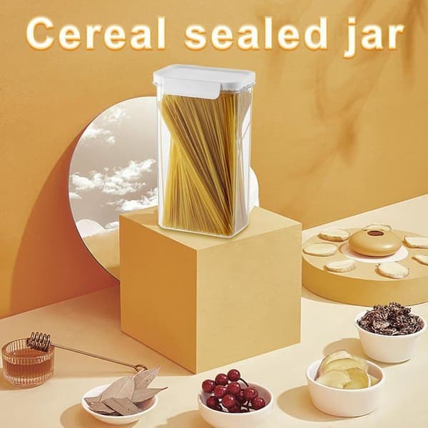 Airtight storage containers with silicone seals. Stackable and transparent design, easy to organize and use.