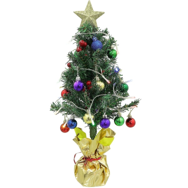 Bordplade juletræ med LED-lys Jul Udendørs Indendørs Dekoration OrnamentGrøn45X14CM Green 45X14CM