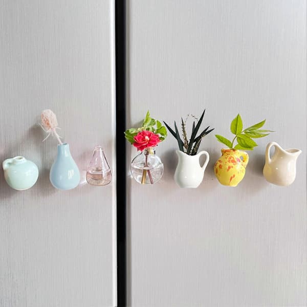 5 st Mini Glasvas Kylskåpsmagnet Hemmakontor Kök Skåp Kylskåp 3D Blomvas Magnetisk Dekorationsprydnad B B B B