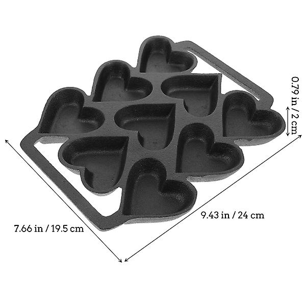 Ovnbradepande Hjerte Chokoladeforme Takoyaki Maker Cupcake Pan Hjerteformet KageSort24X19,5X2CM Black 24X19.5X2CM