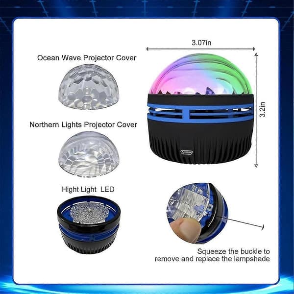 Northern Lights Projector, 2-in-1 Northern Lights and Ocean Wave Projector, Aurora Projector