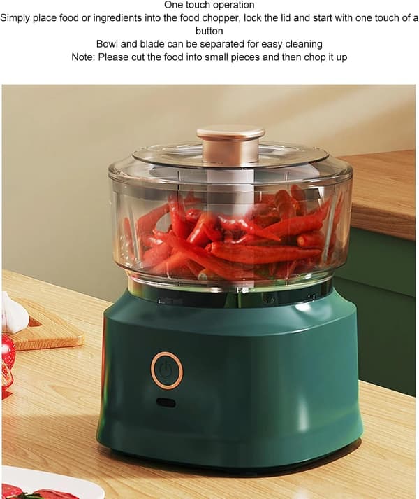 Professional Small Food Chopper - Portable Garlic, Onion, and Meat Processor - Kitchen Chopper