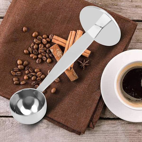 2-i-1 Kaffesked Tamper i Rostfritt Stål, Espresso hållare, Kaffemått, Teverktyg, Tampningsmått för Kryddor