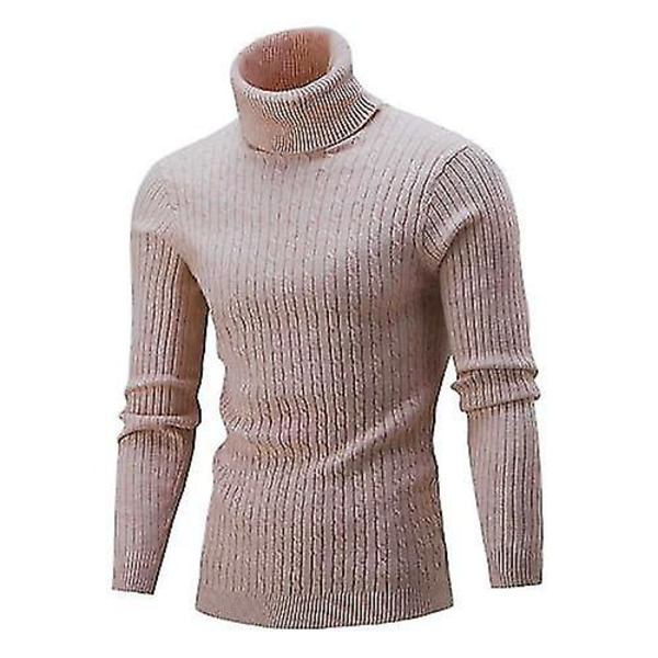 Herrar Turtle Neck Polo Tröja Lätt Kaffe L Light Coffee