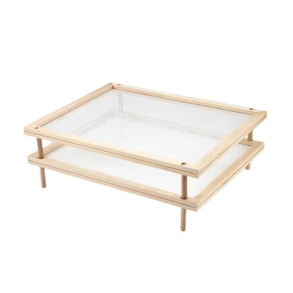 Træ tørrestativ til pasta og urter, alsidig 2-lags madtørrerholder, praktisk -Sy Double Layer Double Layer