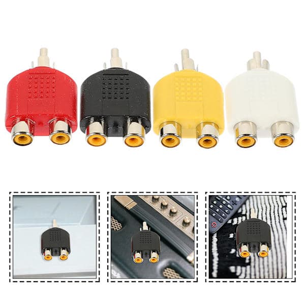 4-pak RCA-splitter han til dobbelt hun RCA Y-adapter Dobbelt RCA hun adapter