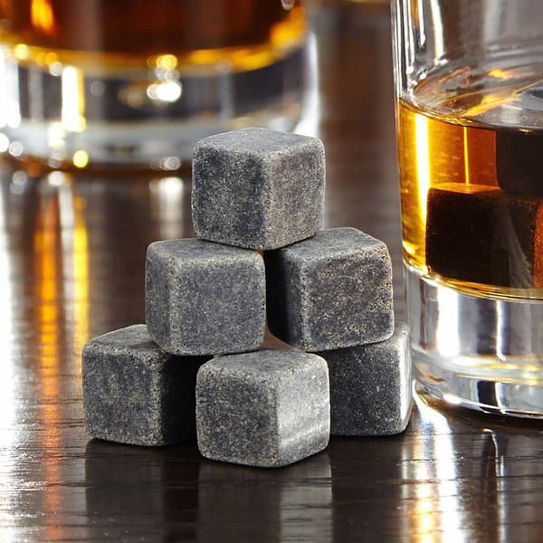 Whisky-sten i granit - 9 genanvendelige isterninger med pose, perfekt gave til whiskyelskere
