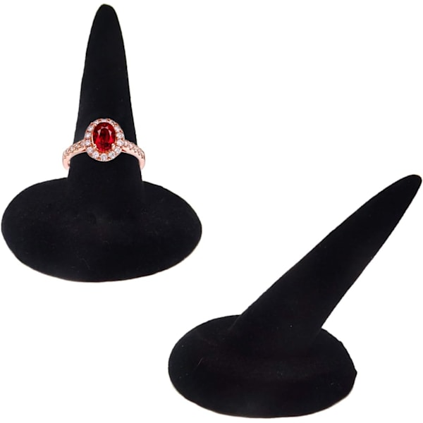 2 STK Sort Fløjl Fingerring Display Stand Organizer - 2 STK Sort