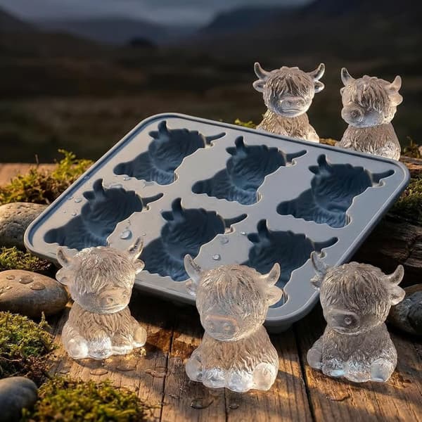 Mini Highland Ko Isbitsform, 3D Silikonform til Isbiter i Kofasong, Silikon Dyre Isbitsform